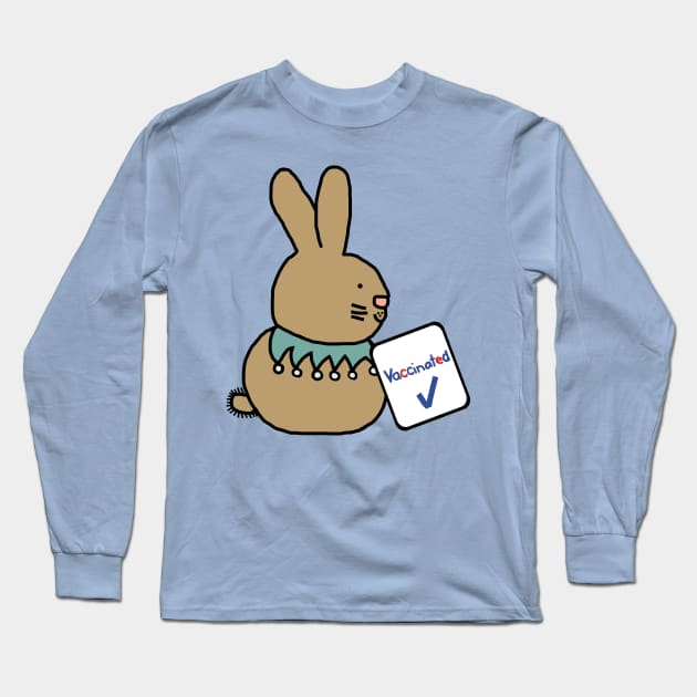 Funny Bunny with Vaccinated Sign Long Sleeve T-Shirt by ellenhenryart